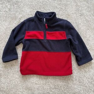 Janie and Jack Navy & Red Colorblock Fleece Pullover 2T